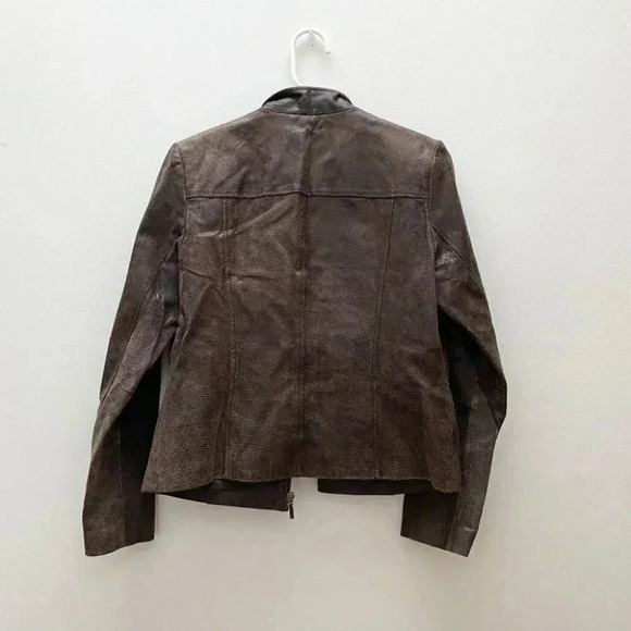 Vintage - Y2K Bohemian Retro Patterned Brown Leather Jacket - Picture 10 of 11